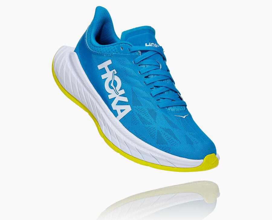 Hoka Womens Running Shoes NZ - Hoka One One Carbon X 2 Blue/White (AXZ612359)